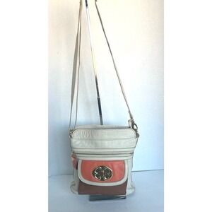 EMMA FOX Crossbody Pebble Cream Orange Pebble Leather Shoulder Bag Purse